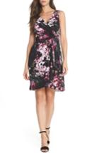 Women's Adrianna Papell Floral Print Twist Front Dress - Black