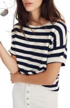 Women's Madewell Kelley Stripe Boxy Sweater Tee - White