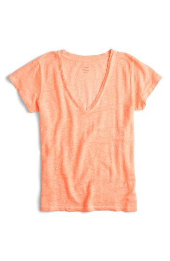 Women's J.crew Linen Tee, Size - Orange