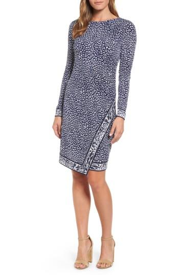 Women's Michael Michael Kors Cheetah Border Print Sheath Dress - Blue