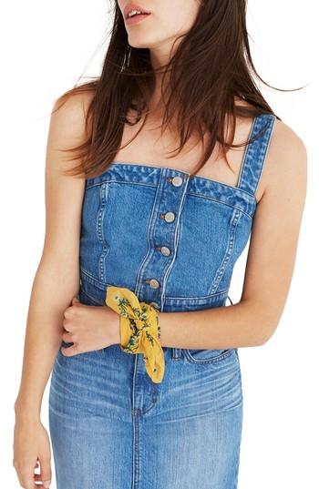 Women's Madewell Denim Button Front Crop Top - Blue