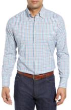 Men's Peter Millar Lawson Regular Fit Tattersall Check Performance Sport Shirt, Size - Blue