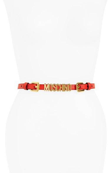 Women's Moschino Logo Plate Chain Belt - Red