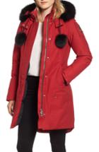 Women's Moose Knuckles 'stirling' Down Parka With Genuine Fox Fur Trim - Red