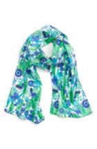 Women's Echo Painted Floral Silk Scarf, Size - Blue