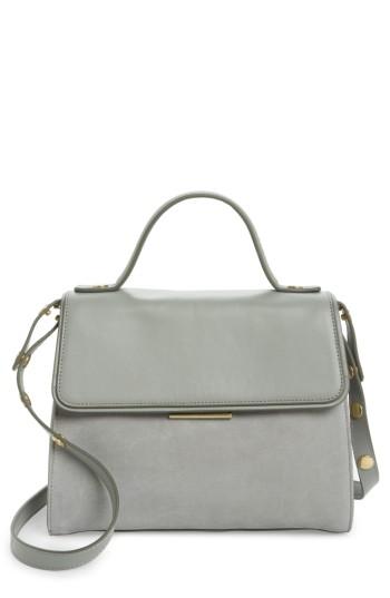 Treasure & Bond Top Handle Suede & Leather Satchel - Grey