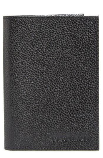Longchamp Calfskin Leather Passport Case -