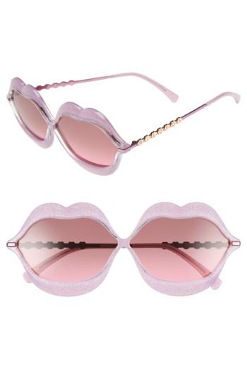 Women's Wildfox 'lip Service' 65mm Sunglasses - Pink Glitter/ Pink Brown