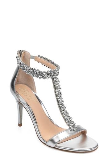 Women's Jewel Badgley Mischka Janna Embellished T-strap Sandal .5 M - Metallic