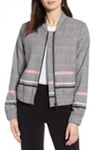 Women's Halogen Plaid Bomber Jacket - Black