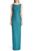 Women's St. John Evening Shimmer Sequin Knit Column Gown - Blue/green