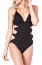 Women's Kenneth Cole New York Sexy Solids Cut Out Push-up One-piece Swimsuit