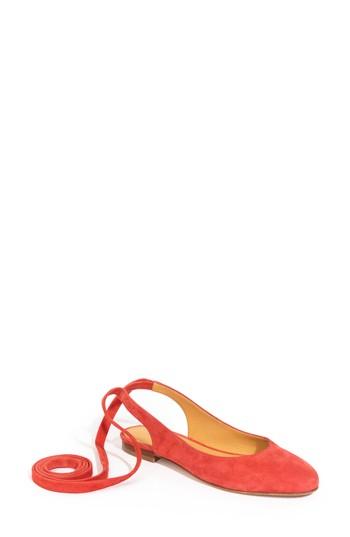 Women's Sezane Nina Ballerina Ankle Wrap Flat M - Red