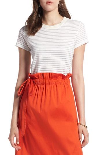 Women's Halogen Shadow Stripe Tee - White
