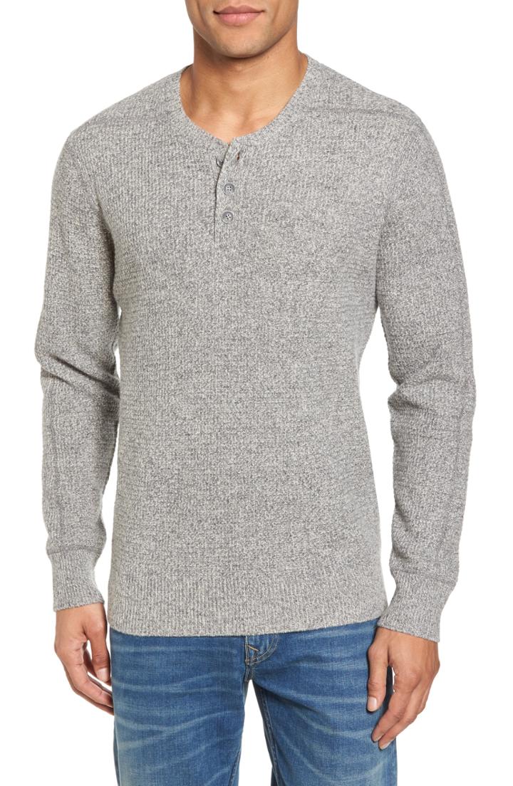Men's Schott Nyc Thermal Henley - Grey