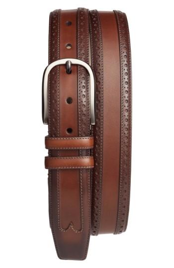 Men's Mezlan Leather Belt - Cognac