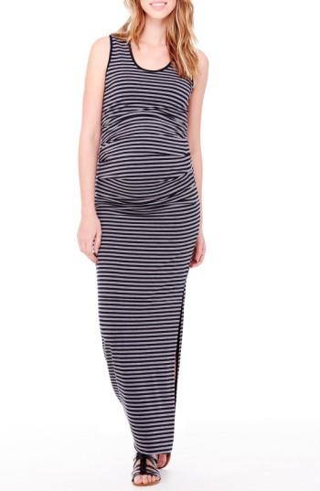 Women's Ingrid & Isabel Striped Tank Maternity Maxi Dress - Grey