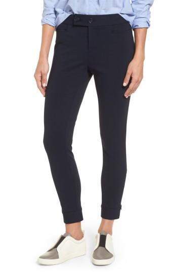 Women's Nordstrom Signature Tab Detail Ponte Ankle Pants - Blue