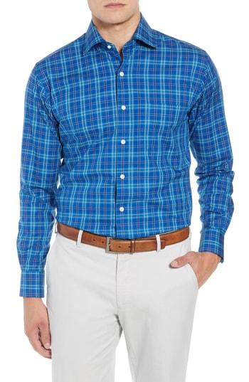 Men's Peter Millar Crown Ease Salamanca Regular Fit Plaid Sport Shirt - Blue