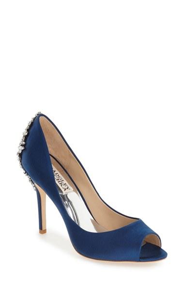 Women's Badgley Mischka 'nilla' Peep Toe Pump .5 M - Blue