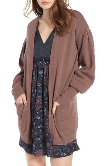 Women's Hinge Balloon Sleeve Cardigan, Size - Brown