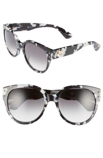 Women's Moschino 56mm Round Sunglasses - Black