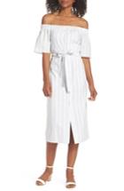 Women's Charles Henry Off The Shoulder Cotton Midi Dress - Ivory