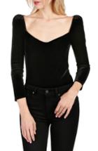 Women's Paige Delsie Stretch Velvet Bodysuit - Black
