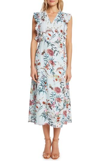 Women's Willow & Clay Print Wrap Midi Dress, Size - Blue