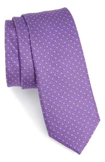 Men's Nordstrom Men's Shop Nimba Mini Dot Silk Skinny Tie, Size - Purple