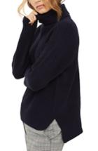 Women's Topshop Boxy Ribbed Roll Neck Sweater Us (fits Like 0) - Blue