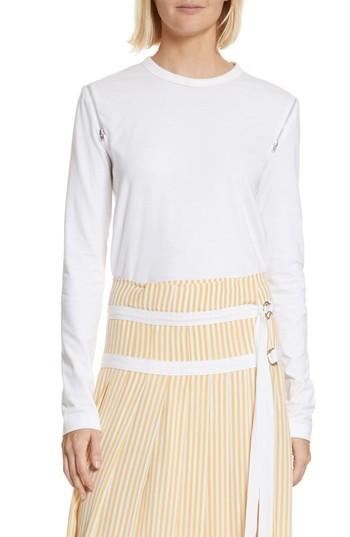 Women's Joseph Zip Shoulder Long Sleeve Tee - White