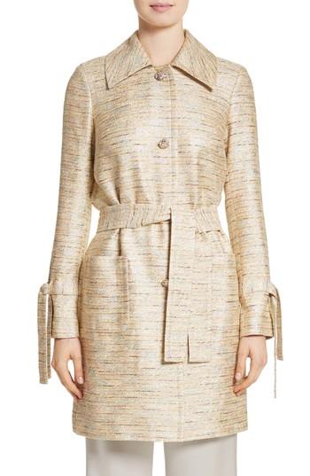 Women's St. John Collection Metallic Tweed Coat