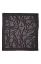 Women's Saint Laurent Ysl Random Square Silk & Wool Gauze Scarf, Size - Black