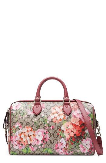 Gucci Medium Blooms Gg Supreme Top Handle Canvas Bag - Beige