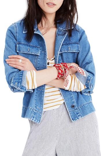 Women's Madewell Northward Crop Denim Army Jacket
