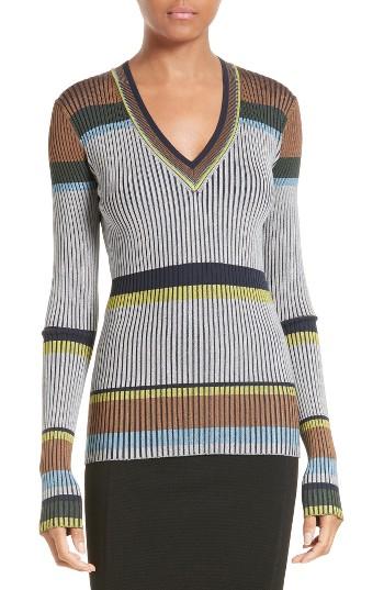 Women's Diane Von Furstenberg Stripe V-neck Sweater