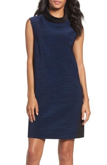 Women's Tahari Turtleneck Shift Dress - Blue