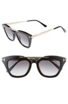 Women's Tom Ford Anna 49mm Gradient Sunglasses - Black Acetate/ Rose Gold