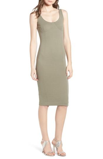 Women's Topshop Underbust Rib Body-con Dress Us (fits Like 0) - Green