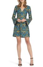 Women's Ml Monique Lhuillier Paisley Bell Sleeve Minidress - Blue