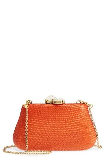 Nordstrom Woven Straw Clutch - Orange