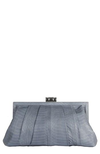 Badgley Mischka Grant Genuine Snakeskin Clutch - Blue