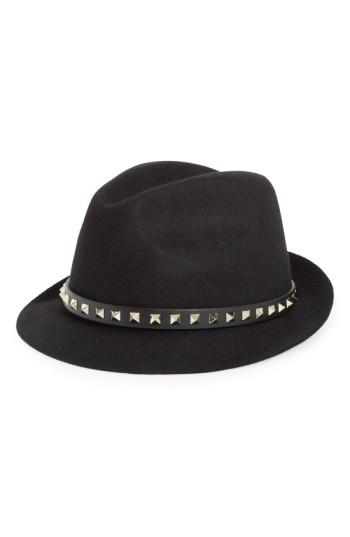 Women's Valentino Rockstud Felt Trilby - Black