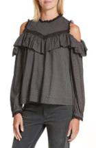 Women's La Vie Rebecca Taylor Plaid Ruffle Cold Shoulder Top - Black