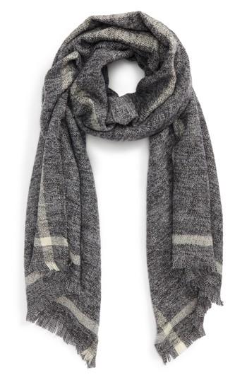 Women's La Double 7 Marled Stripe Oblong Scarf, Size - Black