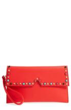 Sr Squared By Sondra Roberts Studded Faux Leather Clutch - Red