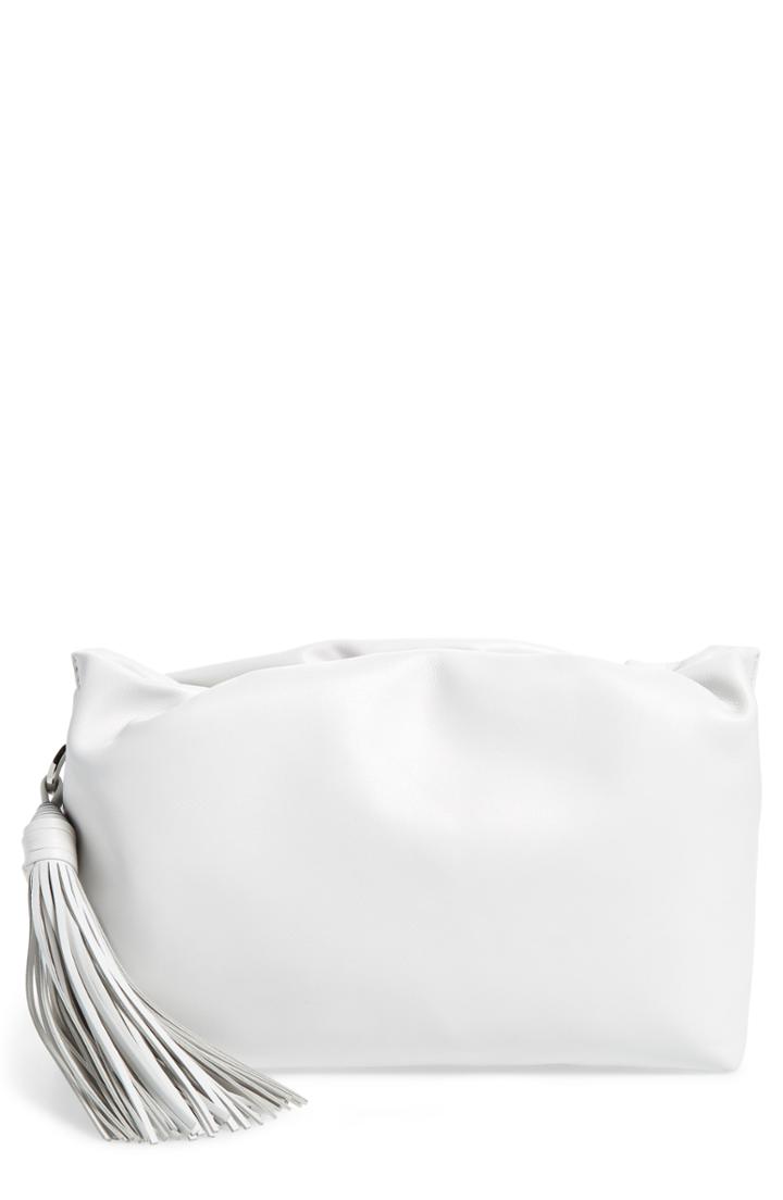 Rebecca Minkoff Ruby Ruched Leather Clutch - White