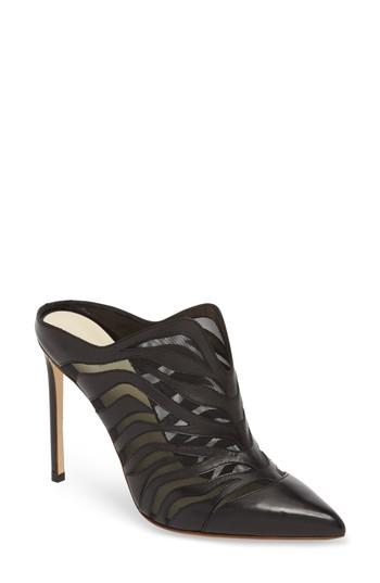 Women's Francesco Russo Stripe Mesh Mule Us / 36eu - Black