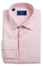 Men's David Donahue Regular Fit Houndstooth Dress Shirt .5 - 34/35 - Pink